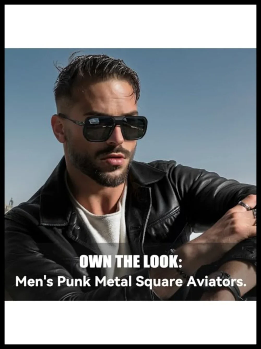 Square Aviator Sunglasses Men Metal Frame Punk Retro UV400 Shades